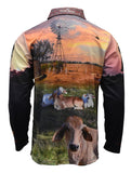 Load image into Gallery viewer, Adult Long Sleeve Ringers Sun Shirt - Cattle - Design Works Apparel - Create Your Vibe Outdoors sun protection