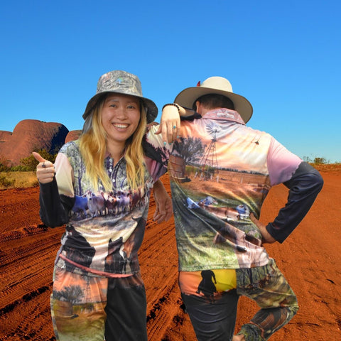 Adult Long Sleeve Ringers Sun Shirt - Cattle - Design Works Apparel - Create Your Vibe Outdoors sun protection