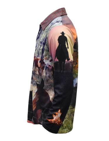 Adult Long Sleeve Ringers Sun Shirt - Cattle - Design Works Apparel - Create Your Vibe Outdoors sun protection