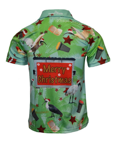 Adult Short Sleeve Button Up - Bin Chicken Ugly Christmas - Design Works Apparel - Create Your Vibe Outdoors sun protection