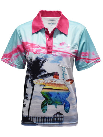 Adult Short Sleeve Fishing Shirt - Pink Jetty - Design Works Apparel - Create Your Vibe Outdoors sun protection