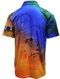 Load image into Gallery viewer, Adult Short Sleeve Indigenous Art Fishing Shirt - Fusion - Design Works Apparel - Create Your Vibe Outdoors sun protection