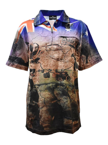 Adult Short Sleeve Outback Fishing Shirts Australia with Zip Pocket - My Country Australia - Design Works Apparel