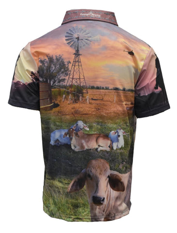 Adult Short Sleeve Ringers Sun Shirt - Cattle - Design Works Apparel - Create Your Vibe Outdoors sun protection