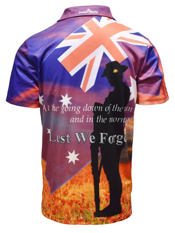 Adult Short Sleeve Sun Protective Shirt - Remembrance Anzac - Design Works Apparel - Create Your Vibe Outdoors sun protection