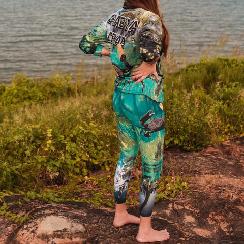 Adult UV Protective Leggings Tights Skins - Grab Ya Crab - Design Works Apparel - Create Your Vibe Outdoors sun protection