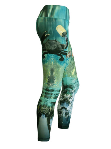 Adult UV Protective Leggings Tights Skins - Grab Ya Crab - Design Works Apparel - Create Your Vibe Outdoors sun protection