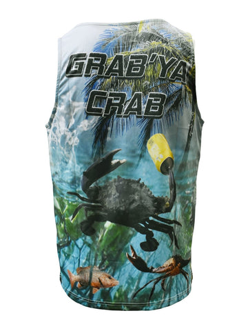 Adult UV Protective Tank Top Singlets - Grab Ya Crab - Design Works Apparel - Create Your Vibe Outdoors sun protection