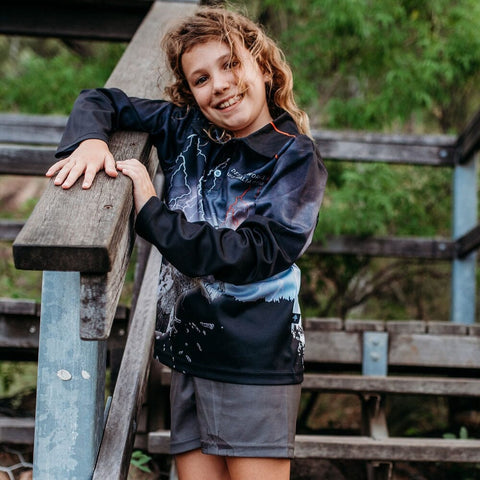 Kids Fishing Shorts - Black Jetty - Design Works Apparel - Create Your Vibe Outdoors sun protection