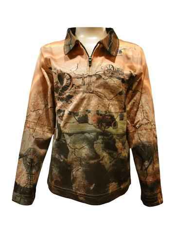 Kids Long Sleeve Camping Shirt - My Country Sunrise - Design Works Apparel - Create Your Vibe Outdoors sun protection