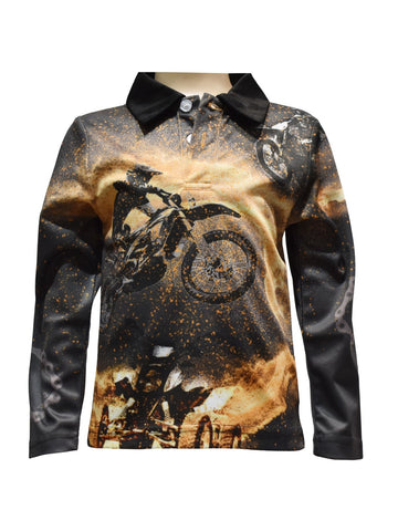 Kids Long Sleeve Camping Shirts - Dirt Bikes - Design Works Apparel - Create Your Vibe Outdoors sun protection
