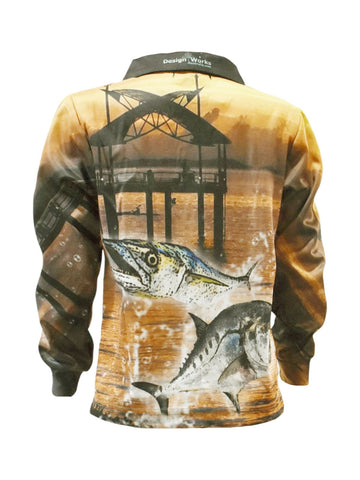 Kids Long Sleeve Cuffed Fishing Shirts - Fishing Jetty - Design Works Apparel - Create Your Vibe Outdoors sun protection