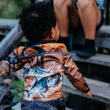 Load image into Gallery viewer, Kids Long Sleeve Cuffed Fishing Shirts - Fishing Jetty - Design Works Apparel - Create Your Vibe Outdoors sun protection