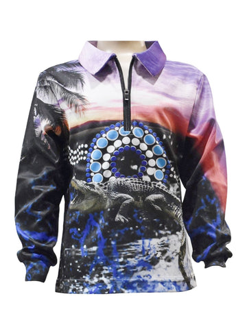 Kids Long Sleeve Cuffed Fishing Shirts - Mackerel Sky - Design Works Apparel - Create Your Vibe Outdoors sun protection