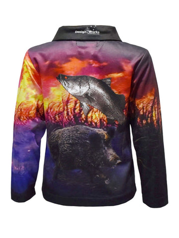 Kids Long Sleeve Fishing Shirts - Cane Boar - Design Works Apparel - Create Your Vibe Outdoors sun protection