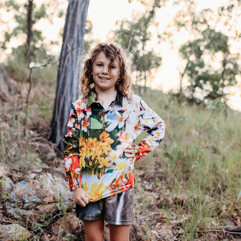 Kids Long Sleeve Fishing Shirts - Frangipani - Design Works Apparel - Create Your Vibe Outdoors sun protection