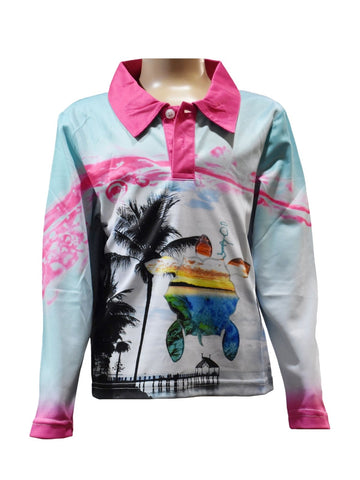 Kids Long Sleeve Fishing Shirts - Pink Jetty - Design Works Apparel - Create Your Vibe Outdoors sun protection