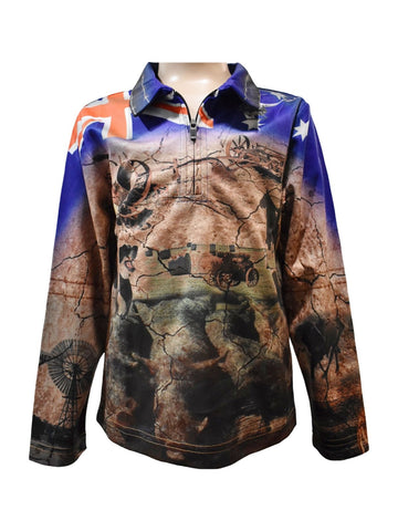 Kids Long Sleeve Outback Shirt - My Country Australia - Design Works Apparel - Create Your Vibe Outdoors sun protection