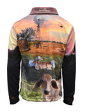 Load image into Gallery viewer, Kids Long Sleeve Ringers Sun Shirt - Cattle - Design Works Apparel - Create Your Vibe Outdoors sun protection