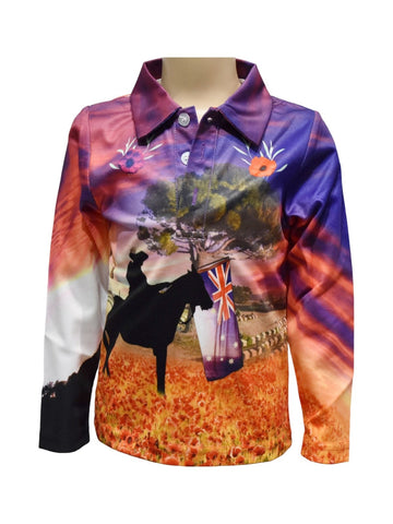 Kids Long Sleeve Sun Safe Shirts - Remembrance Anzac - Design Works Apparel - Create Your Vibe Outdoors sun protection
