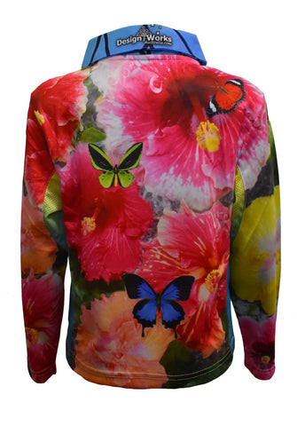 Kids Long Sleeve Tropical Shirts - Butterfly Garden - Design Works Apparel - Create Your Vibe Outdoors sun protection