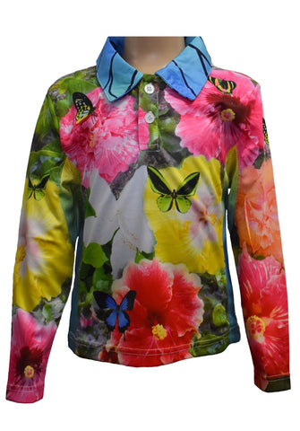 Kids Long Sleeve Tropical Shirts - Butterfly Garden - Design Works Apparel - Create Your Vibe Outdoors sun protection
