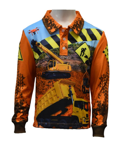 Kids Sun Shirts Long Sleeve - Construction - Design Works Apparel - Create Your Vibe Outdoors sun protection