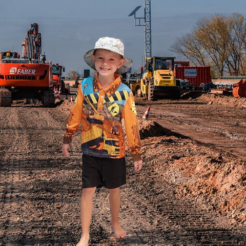 Kids Sun Shirts Long Sleeve - Construction - Design Works Apparel - Create Your Vibe Outdoors sun protection