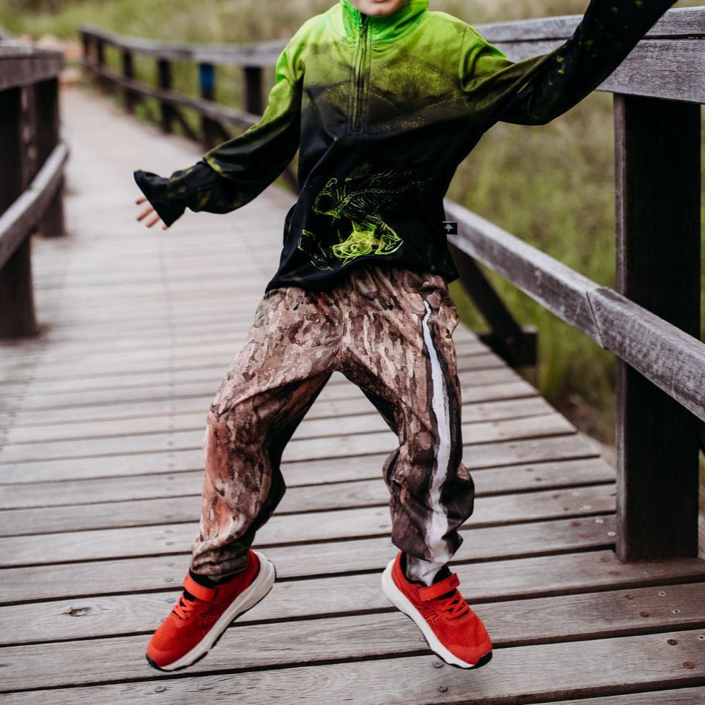 Kids UV Protective Fishing Pants Camo Design Works Apparel