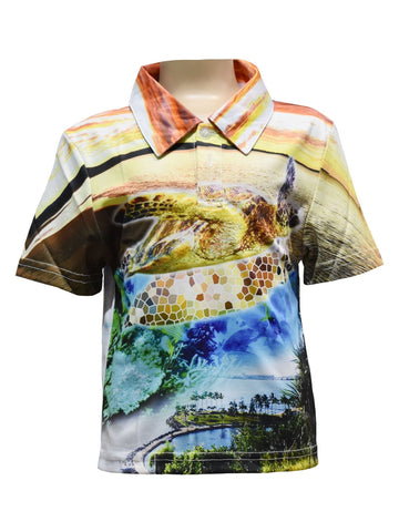 Kids UV Protective Fishing Shirt - Big Turtle - Design Works Apparel - Create Your Vibe Outdoors sun protection