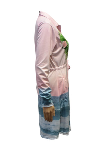 Ladies Sun Safe Outdoor Button-up Dress - Tropical Bliss - Made of Recycled fabric - Design Works Apparel