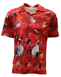 Load image into Gallery viewer, Red Adult Short Sleeve Sun Shirt - Bin Chicken Ugly Christmas - Design Works Apparel