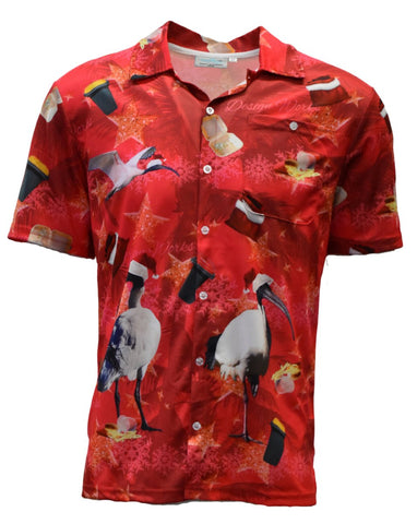 Red Adult Short Sleeve Sun Shirt - Bin Chicken Ugly Christmas - Design Works Apparel - Create Your Vibe Outdoors sun protection