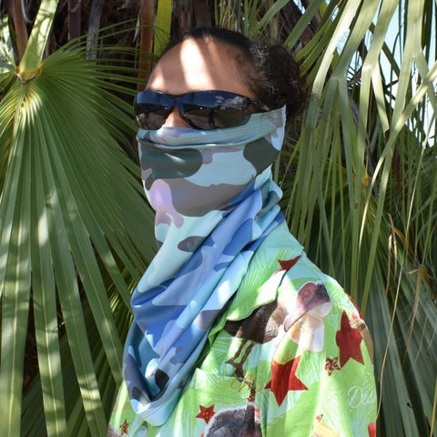 Sun Protective Outdoor Mask - Aqua Camo - Design Works Apparel - Create Your Vibe Outdoors sun protection