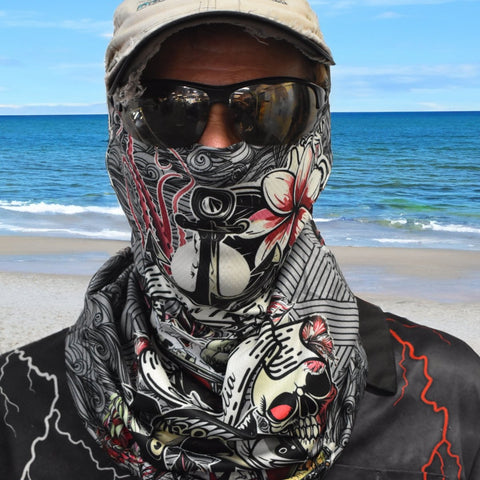 Sun Protective Outdoor Neck Scarf/ Face Mask - Tattoos - Design Works Apparel - Create Your Vibe Outdoors sun protection