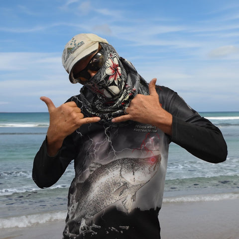 Sun Protective Outdoor Neck Scarf/ Face Mask - Tattoos - Design Works Apparel - Create Your Vibe Outdoors sun protection