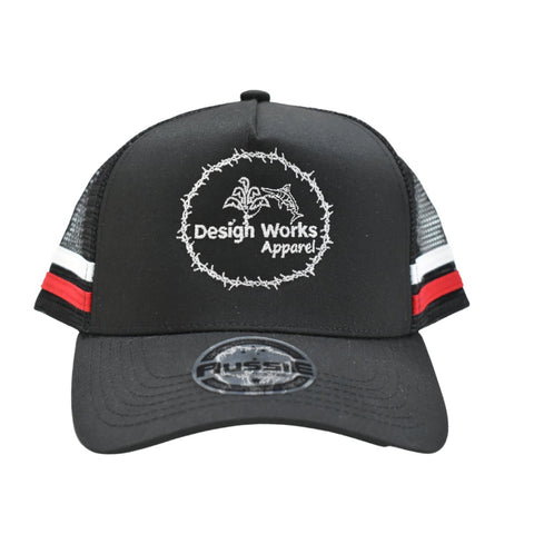 Trucker Hat - Black/White/Red - Design Works Apparel - Create Your Vibe Outdoors sun protection