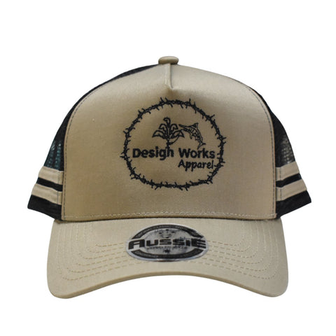 Trucker Hat - Khaki/Black - Design Works Apparel - Create Your Vibe Outdoors sun protection