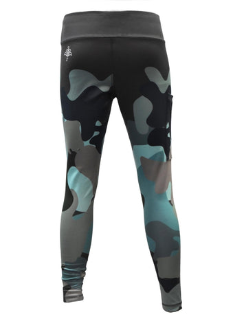 UV Protective Full Length Leggings Tights Skins - Aqua Camo - Design Works Apparel - Create Your Vibe Outdoors sun protection