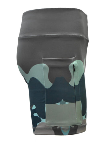 UV Protective Short Leggings/ Bike Shorts/ Skins - Aqua Camo - Design Works Apparel
