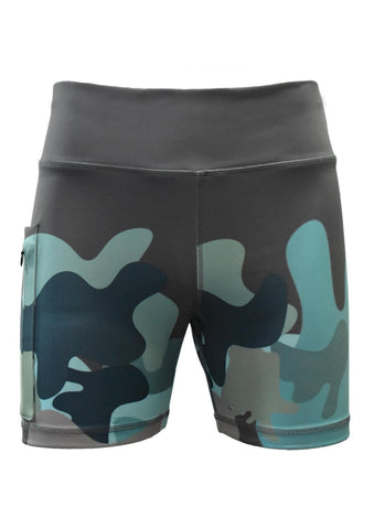 UV Protective Short Leggings/ Bike Shorts/ Skins - Aqua Camo - Design Works Apparel