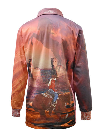 Women's Adult Long Sleeve - Brumby Dreaming - Design Works Apparel - Create Your Vibe Outdoors sun protection