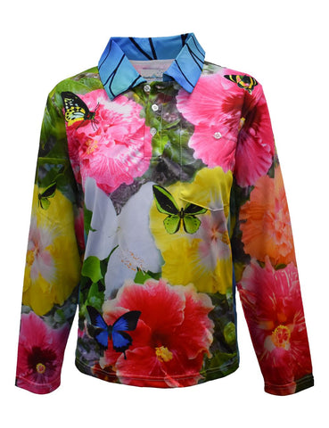 Women's Long Sleeve Fishing Shirts - Butterfly Garden - Design Works Apparel - Create Your Vibe Outdoors sun protection