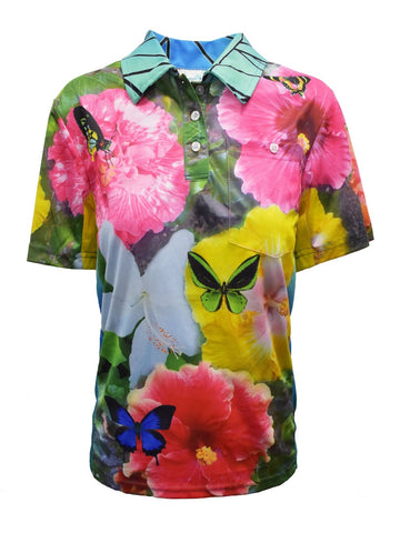 Women's Short Sleeve Gardening Shirts - Butterfly Garden - Design Works Apparel - Create Your Vibe Outdoors sun protection